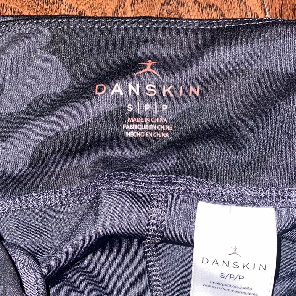 Danskin Camouflage Leggings Waistband Tights Small Camo Workout Pants Blue/Grey - Picture 5 of 6